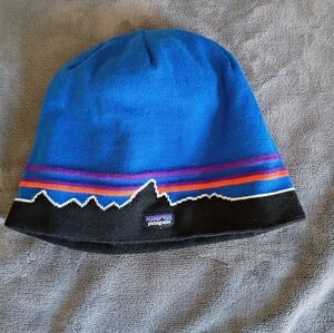 Patagonia Blue and Black Beanie